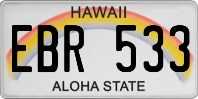HI license plate EBR533