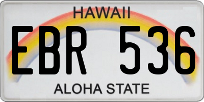HI license plate EBR536