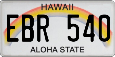 HI license plate EBR540
