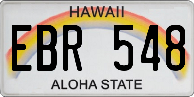 HI license plate EBR548