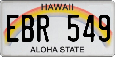 HI license plate EBR549