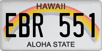 HI license plate EBR551