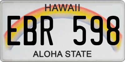 HI license plate EBR598