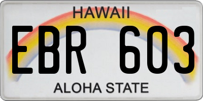 HI license plate EBR603