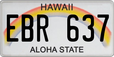 HI license plate EBR637
