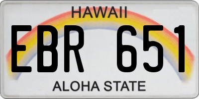 HI license plate EBR651