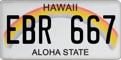 HI license plate EBR667