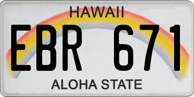 HI license plate EBR671