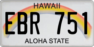 HI license plate EBR751