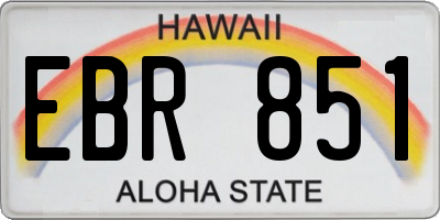 HI license plate EBR851
