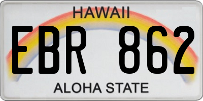 HI license plate EBR862