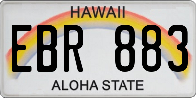 HI license plate EBR883