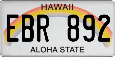 HI license plate EBR892