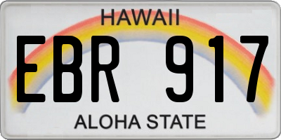 HI license plate EBR917