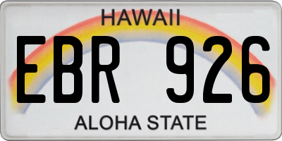 HI license plate EBR926