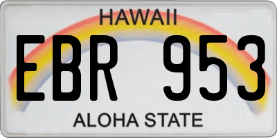 HI license plate EBR953