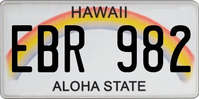 HI license plate EBR982