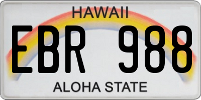 HI license plate EBR988