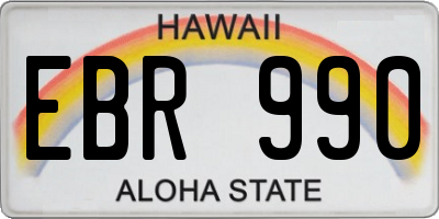 HI license plate EBR990