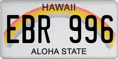 HI license plate EBR996