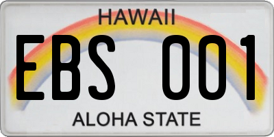 HI license plate EBS001