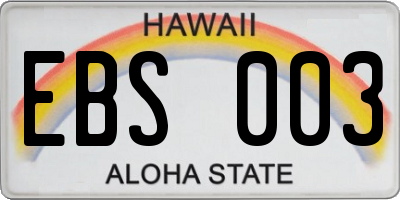 HI license plate EBS003