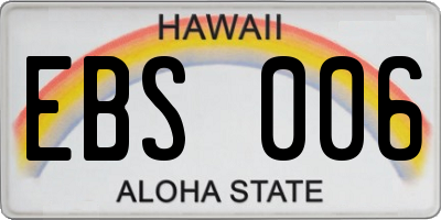 HI license plate EBS006