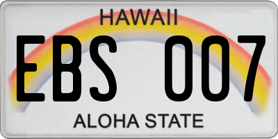HI license plate EBS007
