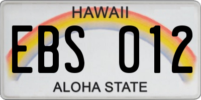 HI license plate EBS012