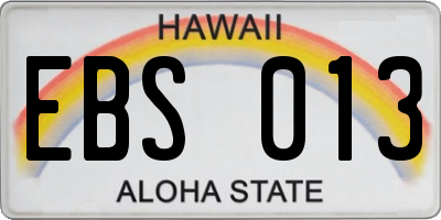 HI license plate EBS013