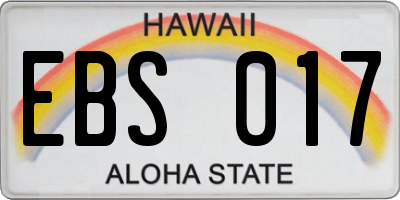 HI license plate EBS017