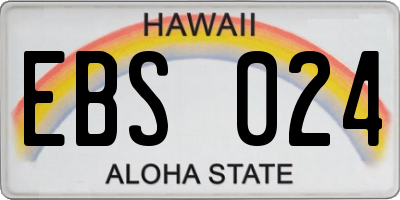 HI license plate EBS024