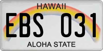 HI license plate EBS031