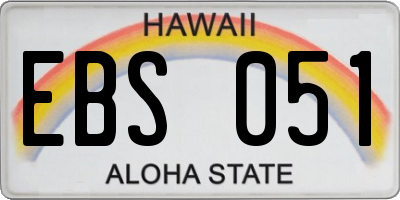 HI license plate EBS051