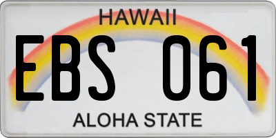 HI license plate EBS061