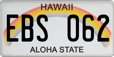 HI license plate EBS062