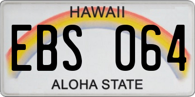 HI license plate EBS064