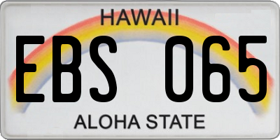 HI license plate EBS065