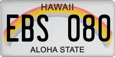 HI license plate EBS080