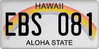 HI license plate EBS081