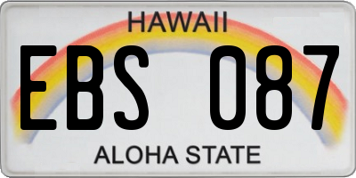 HI license plate EBS087