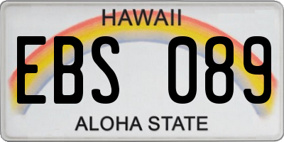 HI license plate EBS089