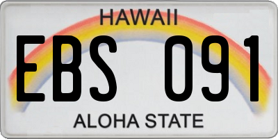 HI license plate EBS091