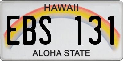 HI license plate EBS131