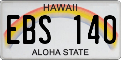 HI license plate EBS140