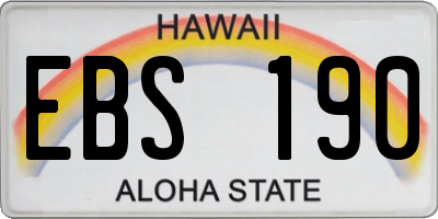 HI license plate EBS190