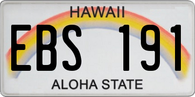 HI license plate EBS191