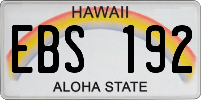 HI license plate EBS192