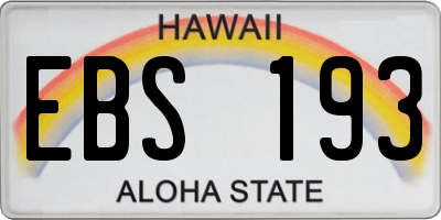 HI license plate EBS193