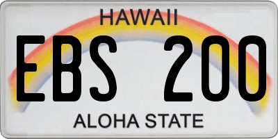 HI license plate EBS200